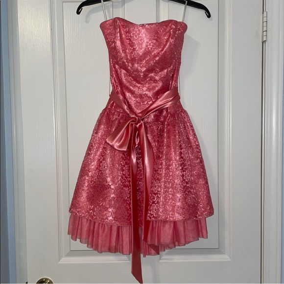 Strapless Jessica McClintock Pink Silk Dress - Picture 1 of 1